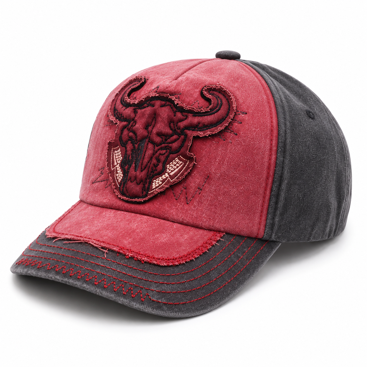 Home vintage skull embroidery cap pink & blue